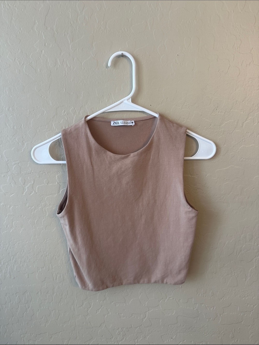Zara Sleeveless Crop Tank in Blush Taupe